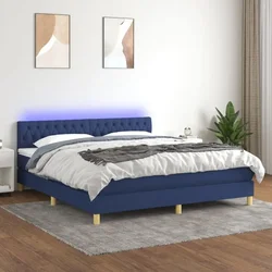 Krevet box spring s madracem LED plavi 160x200 cm od tkanine
