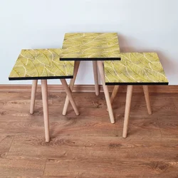 Hanah Home Set klub stočića 3Shp301, 3 komada, Šarena