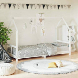 shumee Otroški posteljni okvir bel 80x200 cm trdna borovina