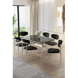 Hanah Home Trpezarijski set, 7 komada, Crni