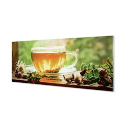 tulup.si Slika na steklu Čaj zelišča vroče 140x70 cm 4 obešalnika