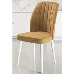 Hanah Home set trpezarijskih stolica Etra 6 kom, kapućino tkanina Jerry, bele drvene noge