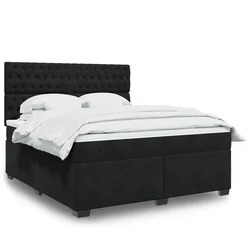 Box spring postelja z vzmetnico črna 180x200 cm žamet