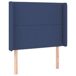 Vidaxl Vzglavje z ušesi modro 93x16x118/128 cm blago
