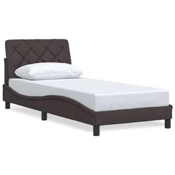 Vidaxl Posteljni okvir brez vzmetnice temno rjav 90x200 cm blago