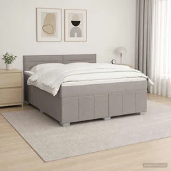 vidaXL Postelja boxspring z vzmetnico Taupe 140 x 200 cm Blago