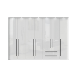 JELA Plakar P72B/PN - kolekcija Piano - Kristalno bela/Kristalno Bela HG Lak - 322x226x60 cm