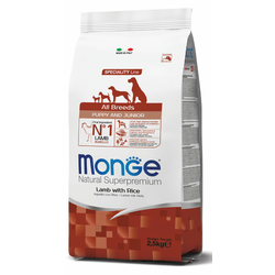 MONGE Suva hrana za pse all breeds puppy & junior jagnjetina&pirinač 2.5kg