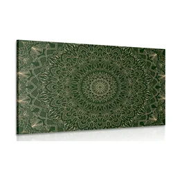 Slika mandala z detajli v zeleni barvi - 150x100