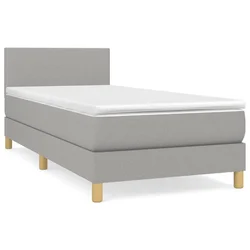 Vidaxl Box spring postelja z vzmetnico svetlo siv 100x200 cm blago