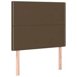 Vidaxl Vzglavje postelje temno rjavo 100x5x118/128 cm blago