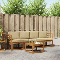 Set vanjskih sofa s jastukom 5 pcs Prirodna i bež