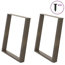 Noge za blagovaonski stol U-oblik 2 kom Prirodni čelik 70 x (72-73) cm Čelik