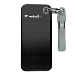 32194 VERBATIM Pocket SSD 2TB Obesek za ključe s kablom, črna/siva