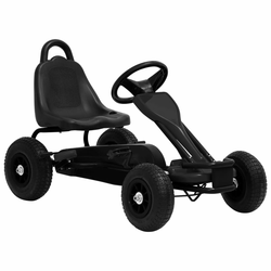 VIDAXL gokart na pedale s pnevmatikami, črn