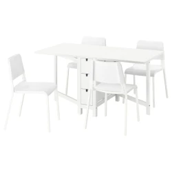 NORDEN / TEODORES Sto i 4 stolice, bela/bela, 26/89/152 cm