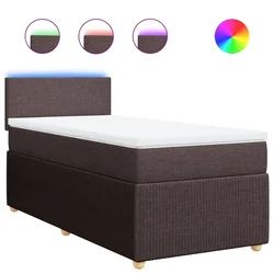 Vidaxl Box spring postelja z vzmetnico temno rjava 90x200 cm blago