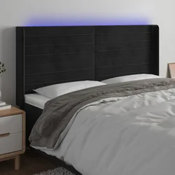 LED posteljno vzglavje črno 183x16x118/128 cm žamet