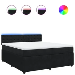 Vidaxl Box spring postelja z vzmetnico črna 180x200 cm žamet