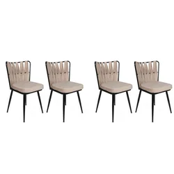 Hanah Home Set 4 trpezarijske stolice Kuşakli Krem-Crni