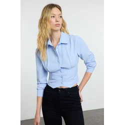 Trendyol Blue Waist Fitted Pattern Shirt