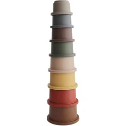 Mushie Stacking Cups Toy igrača 3v1 Retro 8 kos