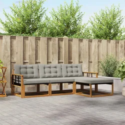 Set vanjskih sofa 4 kom. Prirodna i svjetlosiva
