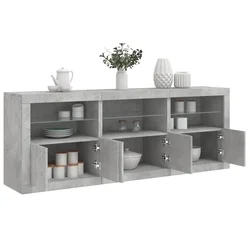 Komoda s LED svjetlima siva boja betona 181,5x37x67 cm