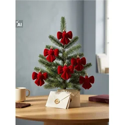 Sinsay - Set novogodišnjih kuglica u obliku mašni sa baršunastom završnom obradom 6 pack - crvena