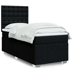 vidaXL Box spring postelja z vzmetnico črna 90x200 cm blago