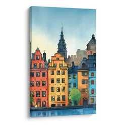 Slika pisane hiše starega mesta - 20x30