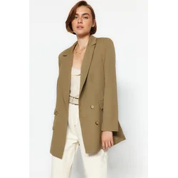 Khaki Womens Oversize Blazer Trendyol - Womens