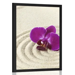 Plakat peščeni Zen vrt z vijolično orhidejo - 20x30 no frame