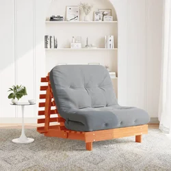 Futon na razvlačenje s madracem smeđi 80 x 206 x 11 cm borovina