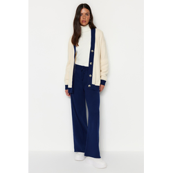 Trendyol Navy Blue Striped Cardigan-Pants Knitwear Suit