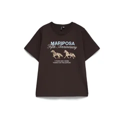 VERO MODA Majica VMBILDA ANITA pastelno modra / kapučino / temno rjava / bela