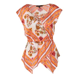 KOROSHI Bluza oranžna/roza/rdeča/bela