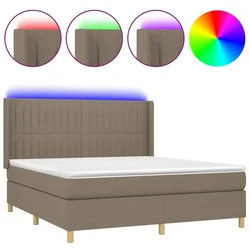 Box spring postelja z vzmetnico LED taupe 160x200 cm blago