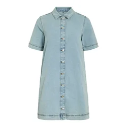 VILA Dolga srajca VINUS moder denim