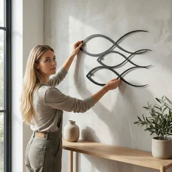 WallXpert metalni zidni ukras 5059, tri stilizovane ribe, 75 x 45 cm, crni