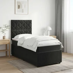 vidaXL Postelja boxspring z vzmetnico Črna 80 x 200 cm Žamet