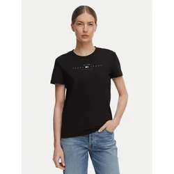 Tommy Jeans Majica Linear Logo  rdeča / črna / bela