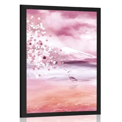 Plakat čaplje v rožnati varianti - 30x45 black