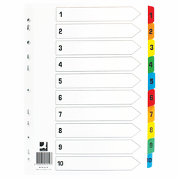 Pregradni karton - register bel A4 10-delni 1-10 številke z barvnimi jahači KF01519