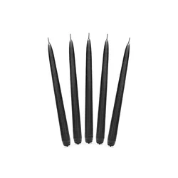 Črne mat mat sveče za svečnik 24 cm – set 10 kosov, do 5 ur gorenja