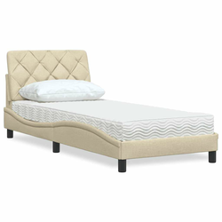 vidaXL vidaXL Postelja z vzmetnico krem 80x200 cm blago, (21829371)
