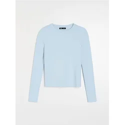 Sinsay - Pamučna slim fit majica sa dugim rukavima - bledoplavo
