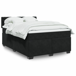Vidaxl Box spring postelja z vzmetnico črna 140x200 cm žamet