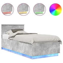 Vidaxl Konstrukcija postelje z LED trakami Betonsko siva 100 x 200 cm