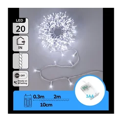Aigostar - LED Božićna girlanda 20xLED/3xAA 2,3m hladna bela